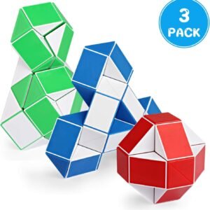 Ganowo 3PCS Large Size Fidget Snake Cube Twist Puzzle Magic Snake Sensory