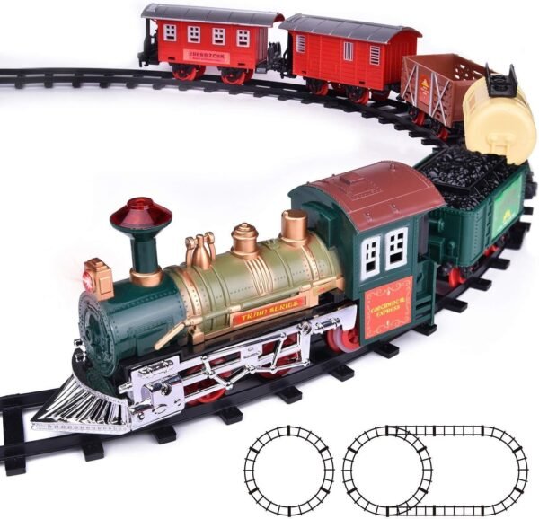 FUN LITTLE TOYS Train Set Classic Electric Train Toy Included 6 Cars