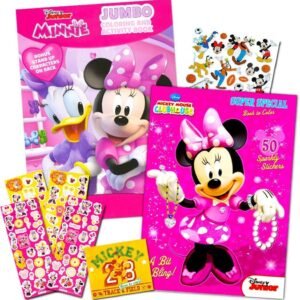 Disney Minnie Mouse Coloring Book Set with Stickers -- 2 Deluxe Coloring