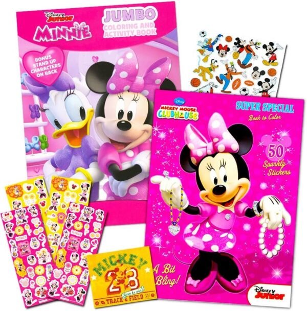 Disney Minnie Mouse Coloring Book Set with Stickers -- 2 Deluxe Coloring