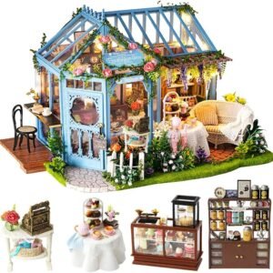 CUTEBEE Dollhouse Miniature with Furniture, DIY Dollhouse Kit Plus Dust Proof and