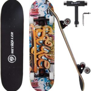 METROLLER Skateboard, 31x 8 Complete Standard Skate Boards for Girls Boys Beginner,