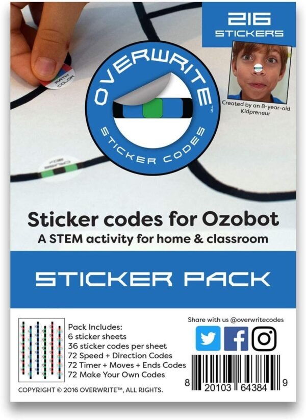 overwrite Sticker Codes Codes Pack for use with Ozobot Kit