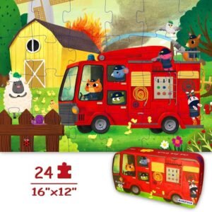 Puzzles for Kids Ages 4-8 Year Old 24 Pieces Large Fire Truck