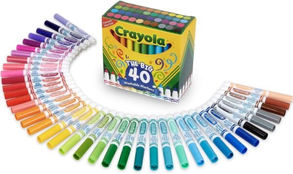 Crayola Ultra Clean Washable Broad Line Markers, 40 Classic Colors, Kids Indoor