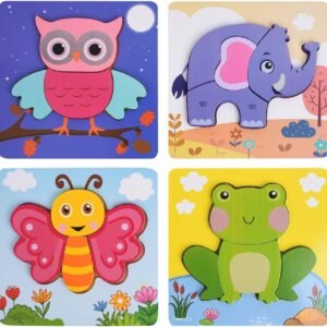Wooden Jigsaw Puzzles for Toddlers, XREXS Bright Color Animal Shapes Puzzles, Educational
