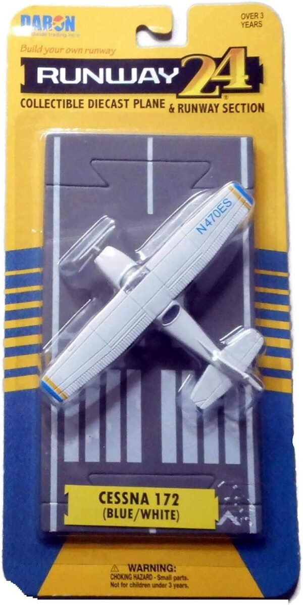 Runway24 RW065 Cessna 172 2000 Skyhawk White Blue 187 Scale Diecast with