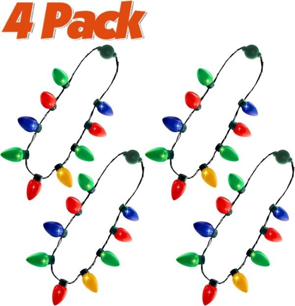 SUFEINI Christmas Light up Bulb Necklace 4 Pack Kit Toy