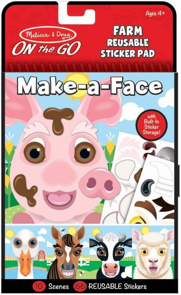 Melissa & Doug Make-a-Face Farm Reusable Sticker Pad Kit Toy