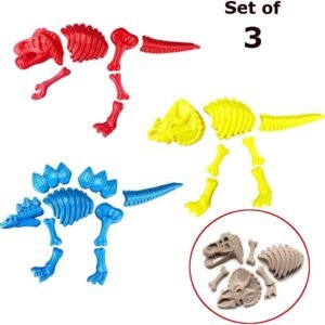 3 Large Dinosaur Sand Molds, Dinosaur Fossil Skeleton Beach Toy Set
