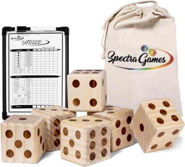 Giant Wooden Yard Dice Set for Lawn Games and Outdoor Yard Games.