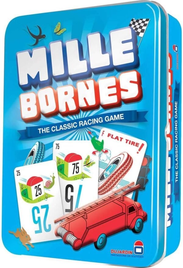 Mille Bornes Card Game in Colorful Tin Kit Toy Fun