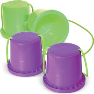 Geospace Walkaroo Ican Bucket Stilts, Green and Purple, Pack of 2 Pairs