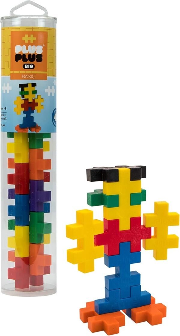 Plus-Plus BIG Instructed Tube 15 Piece Basic Color Mix Construction Building STEM