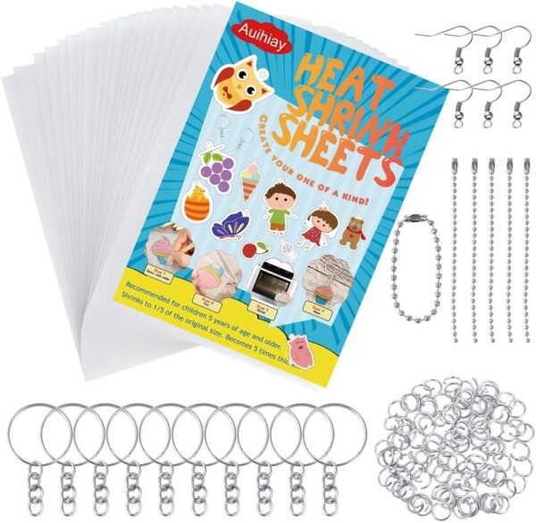 Auihiay 145 Pieces Heat Shrink Plastic Sheet Kit Include 20 PCS Shrinky