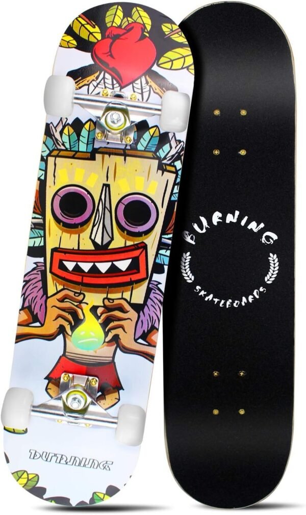 Easy_Way Complete Skateboards- Standard Skateboards 95A PU Wheels ABEC-7 Bearings for Beginners
