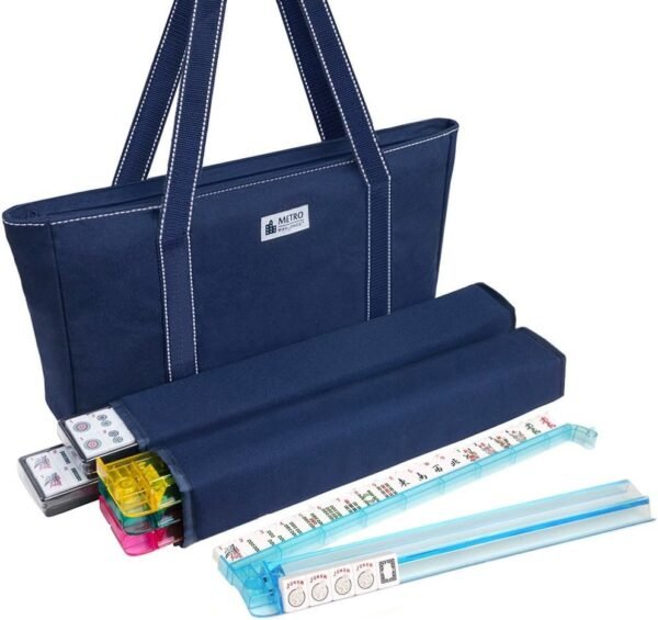 American Mah Jongg Set - 166 Premium White Tiles, 4 All-in-One Rack/Pushers,