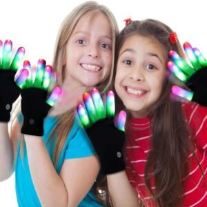 Kids Toys LED Gloves 2 Pairs Light Up Gloves Finger Lights 3