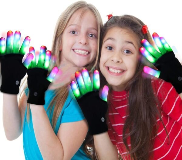 Kids Toys LED Gloves 2 Pairs Light Up Gloves Finger Lights 3