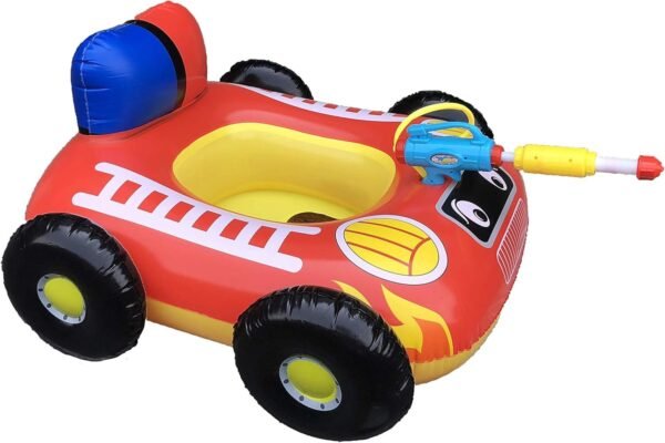 Big Summer Inflatable Fire Boat Pool Float for Kids with Built-in Squirt
