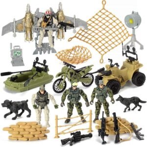 US Army Men Action Figures Play Set,Toy Soldiers with Military Weapons Accessories