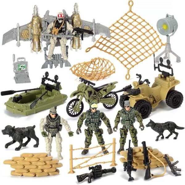 US Army Men Action Figures Play Set,Toy Soldiers with Military Weapons Accessories