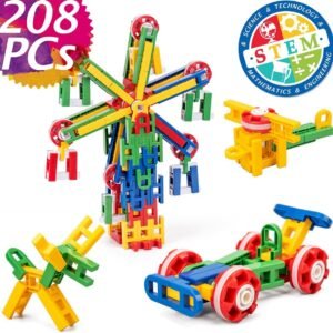 cossy STEM Learning Toy Engineering Construction Building Blocks 208 Pieces Kids Educational