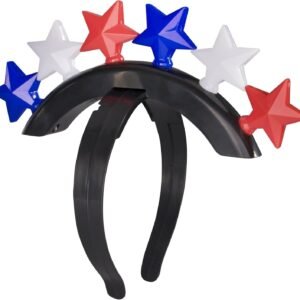 LED Light Up Patriotic USA Red, White and Blue Stars Mohawk Headband