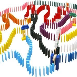 Lewo 1000 Pcs Wooden Dominoes Set for Kids Building Blocks Racing Tile