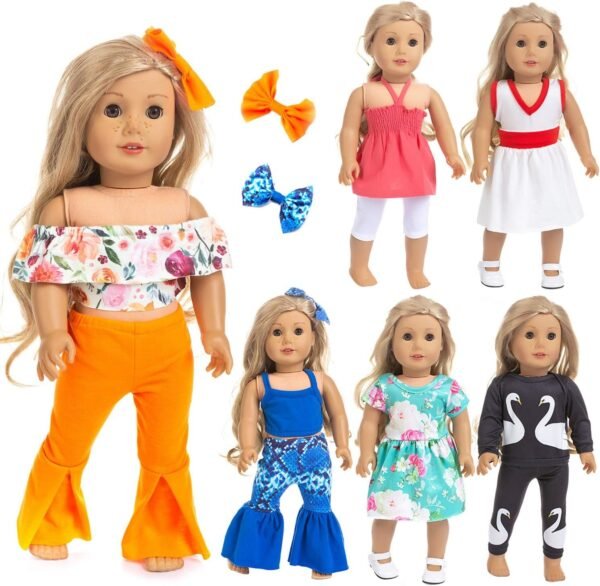 Ecore Fun 6 Sets 18 Inch Doll Clothes Casual Outfits for American
