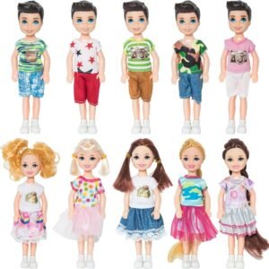 NEWITIN 10 Pieces 5 Inch Mini Doll with Doll Clothes Party Grown