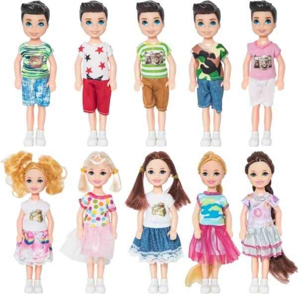 NEWITIN 10 Pieces 5 Inch Mini Doll with Doll Clothes Party Grown