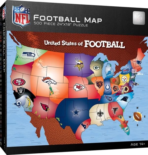 MasterPieces NFL USA Map Jigsaw Puzzle, United States of Football, 500 Pieces