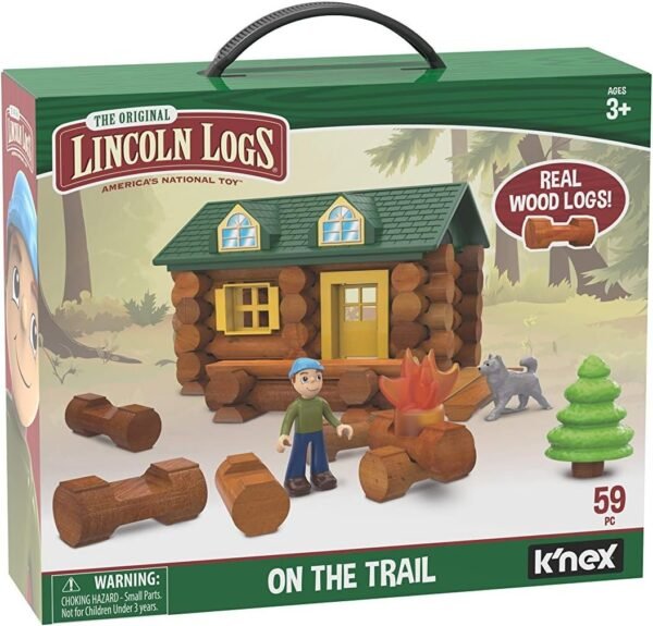 LINCOLN LOGS-On The Trail Building Set-59 Pieces-Real Wood Logs - Ages 3+