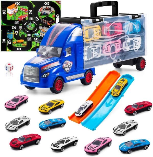 TAODUDU Kids Truck Transport Car -Toy Car with Track Container Set with