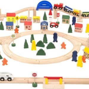 Battat - Deluxe Wooden Train Classic Toy Train Set with Magnetic Trains,