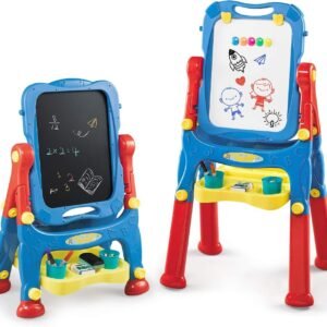 NextX Kids Easel Adjustable Double Sided Magnetic Dry Erase Board and Chalk