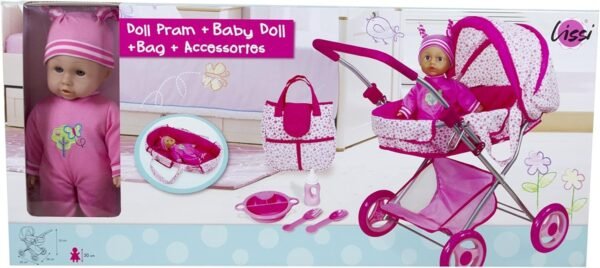 Lissi Doll Pram with 13 Baby Doll & Accessories Role Play Toy