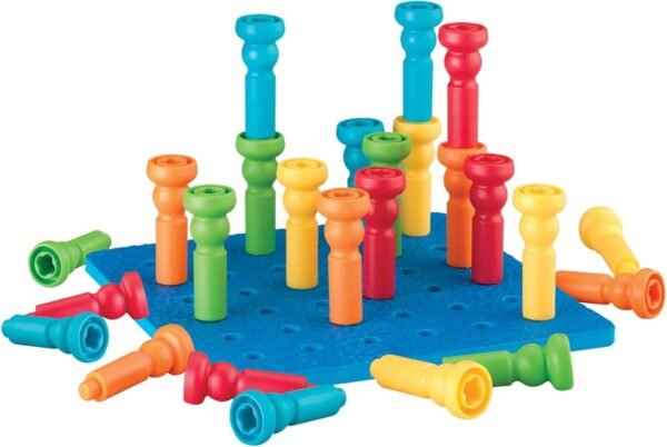 Lauri Tall-Stackers - Pegs and Pegboard Set Kit Toy Fun