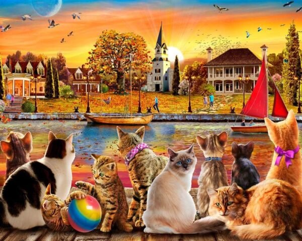 Vermont Christmas Company Dockside Cats Jigsaw Puzzle 1000 Piece Kit