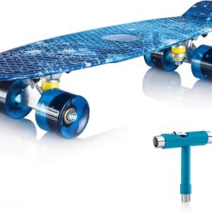 Newdora 22 Skateboard, Skateboard Cruiser with Colorful LED Light Up Wheels for