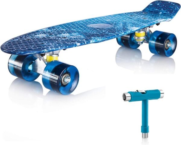Newdora 22 Skateboard, Skateboard Cruiser with Colorful LED Light Up Wheels for