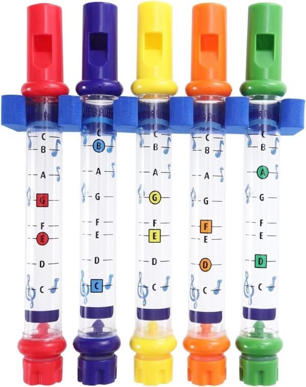 TOYMYTOY 5pcs Bath Water Flutes Toy Colorful Water Whistling Bath Tub Tunes