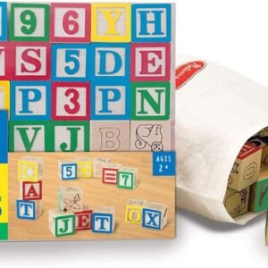 Melissa & Doug Deluxe Wooden ABC/123 1-Inch Blocks Set With Storage Pouch
