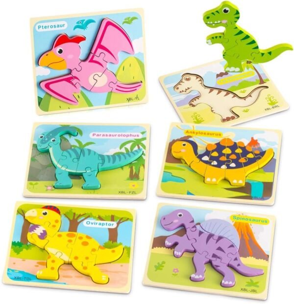 Toddler Puzzles, Wooden Puzzles for Kids Dinosaur Puzzles for 1 2 3