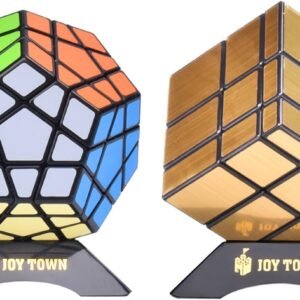 JoyTown Bundle Pack Speed Cube Set of 2 Megaminx Speedcubing, Gold Mirror