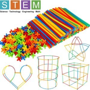 Winsenpro Straws Builders Construction Building Blocks Toy,300 Piece Plastic Engineering STEM Toy