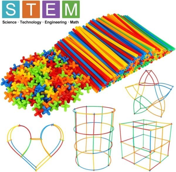 Winsenpro Straws Builders Construction Building Blocks Toy,300 Piece Plastic Engineering STEM Toy