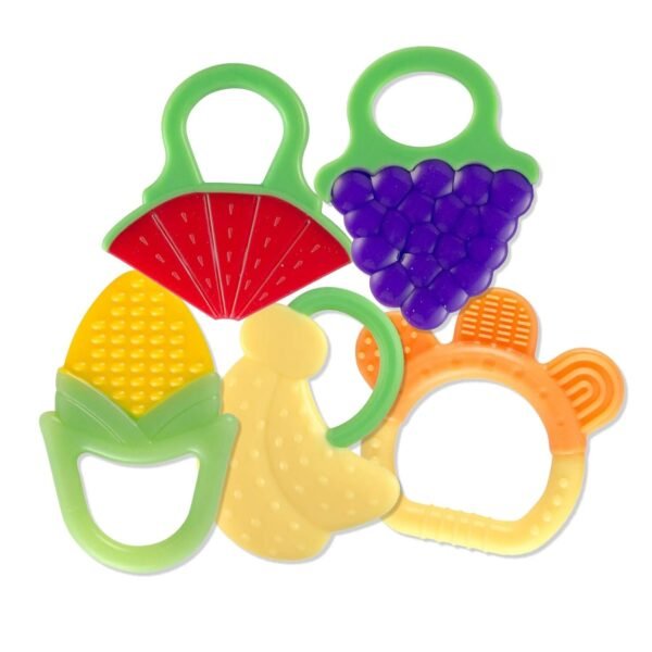 Baby Teething Toys 5 Count Food-Grade Soft Silicone Fruit Teethers for Babies