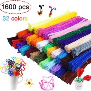 1600 Pieces Pipe Cleaners in 32 Colors Chenille Stems for Home and